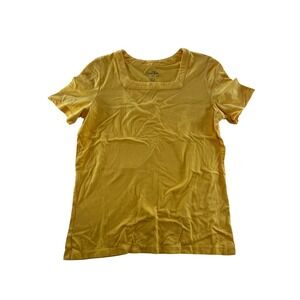 Coral Bay Womens Square Neck Short Sleeve Cotton T-Shirt Yellow Size M RN 76235